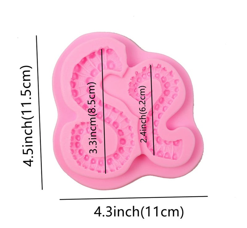 MauSong Sea Octopus Tentacles Silicone Mold Cake Border Fondant Molds Cake Decorating Tools Candy Clay Chocolate Gumpaste Moulds, Pink - Image 2